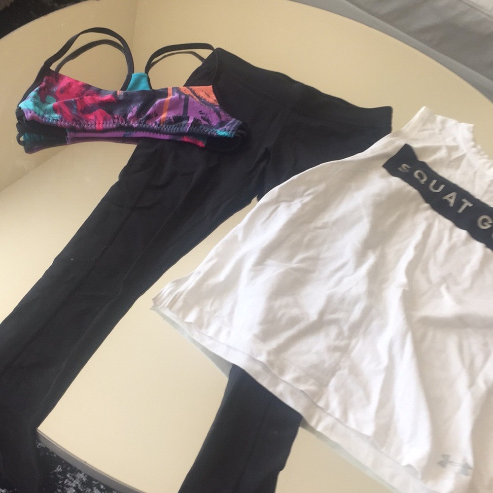 Leggings sports bra and muscle tee
